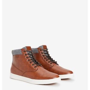 High Top Faux Leather Sneakers